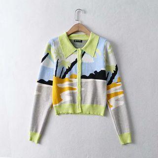 Print Collared Cardigan