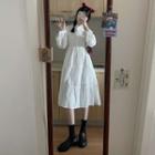 Long-sleeve Tiered Midi A-line Chiffon Dress