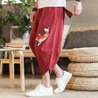 Goldfish Embroidered Harem Cropped Pants