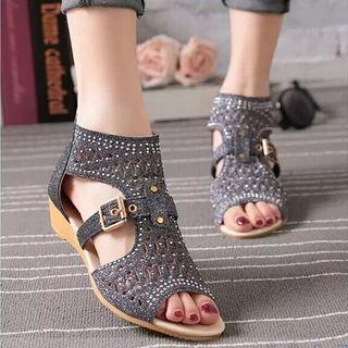 Buckled Perforated Sandals