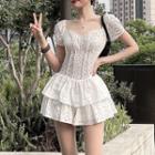Short-sleeve Eyelet Romper