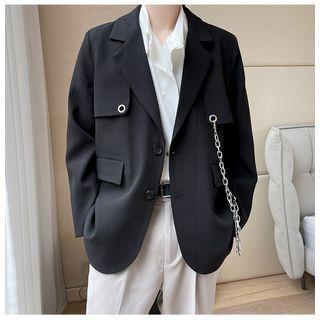 Plain Single-breasted Chain Blazer