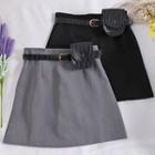 Plain A-line Skirt + Belt