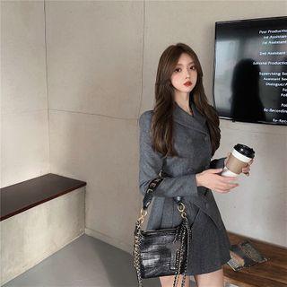 Plain Woolen Pleated A-line Dress