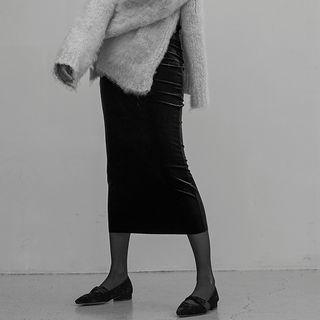 H-line Long Velvet Skirt