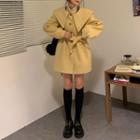Buttoned Plain Coat Yellow - One Size