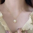 Rose Shell Pendant Stainless Steel Necklace Gold - One Size