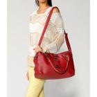 Hangtag-accent Satchel Red - One Size