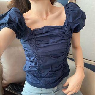 Plain Pleated Oversize Top