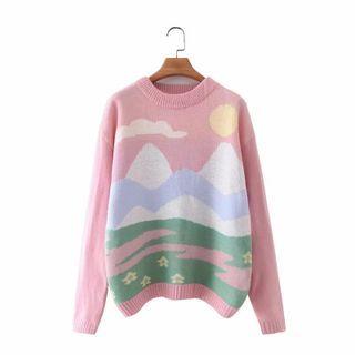 Print Sweater Pink - S
