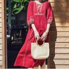 Tassel 3/4-sleeve Midi A-line Dress