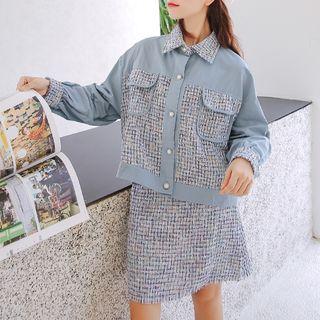 Set: Tweed Oversize Jacket + Mini Straight-fit Skirt