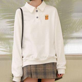 Long-sleeve Polo Shirt White - One Size