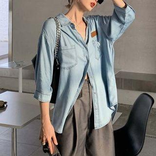 Demin Shirt / High-waist Dress Shorts