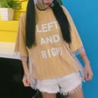 Letter Short-sleeve Mock Two-piece T-shirt