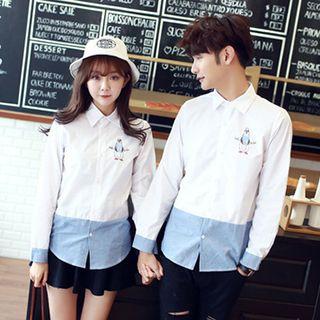 Couple Matching Panel Long-sleeve Shirt