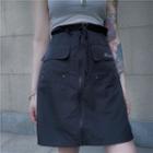 Zip-front Lettering Mini Pencil Skirt