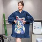 Cat Printed Hoodie Dress