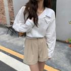 Long-sleeve Shirt / High-waist Wide-leg Shorts