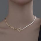 Geometric Faux Pearl Sterling Silver Choker