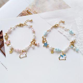 Alloy Unicorn Star Faux Pearl Bracelet
