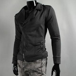 Notched-lapel Diagonal-zip Jacket