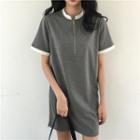 Short-sleeve Zip Placket T-shirt Dress