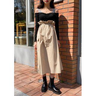 Drawcord Paperbag-waist Maxi Skirt