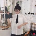 Tie-neck Shirt / Pleated Skirt