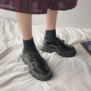 Buckled Platform Lace-up Shoes