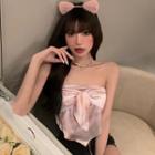 Satin Tube Top Pink - One Size