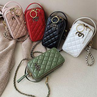 Faux Leather Quilted Mobile Crossbody Bag