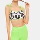 Spaghetti Strap Cow Print Crop Top