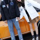 Couple Matching Mini Pleated Skirt / Wide Leg Jeans