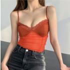 Lace Trim Camisole Top Red - One Size