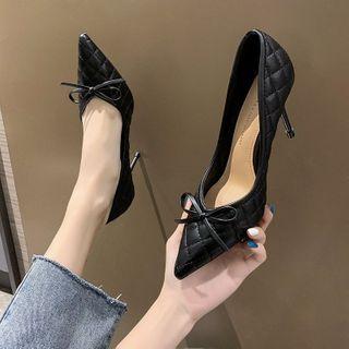 Bow Quilted Stiletto Pumps