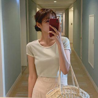 Contrast-piping Pastel T-shirt