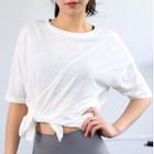 Elbow-sleeve Sports Slit Top