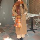 Plain Fleece-lined Midi Coat Khaki - One Size
