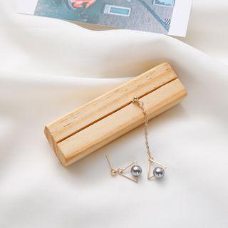 Non-matching Triangle Pearl Drop Earring
