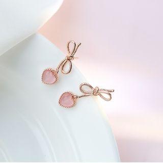 925 Sterling Silver Heart & Bow Earring