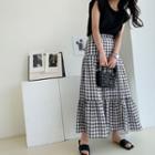 Tiered Maxi Gingham Skirt