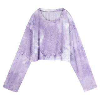 Long-sleeve Tie Dye Mesh T-shirt
