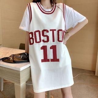 Plain T-shirt / Printed Tank Dress