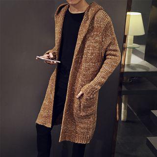 Melange Hooded Long Cardigan