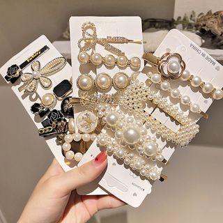 Faux Pearl Rhinestone Hair Clip Set (various Designs)