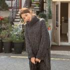 Turtle-neck Cable-knit M Lange Dress Charcoal Gray - One Size