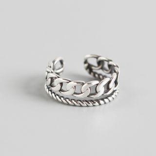 925 Sterling Silver Chain Layered Open Ring Silver - One Size