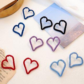 Irregular Flannel Heart Dangle Earring