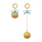 Non-matching Alloy Bow & Bobble Dangle Earring